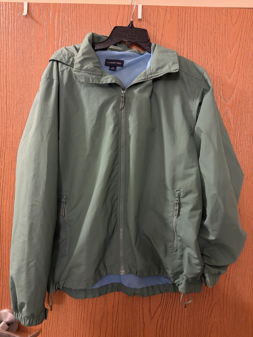 Men’s Lands’ End Full Zip Hooded Windbreaker Jacket Size L (42-44)